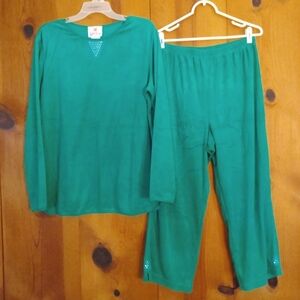 Quacker Factory Terry Boatneck Top/Cropped Pants Set NWOT